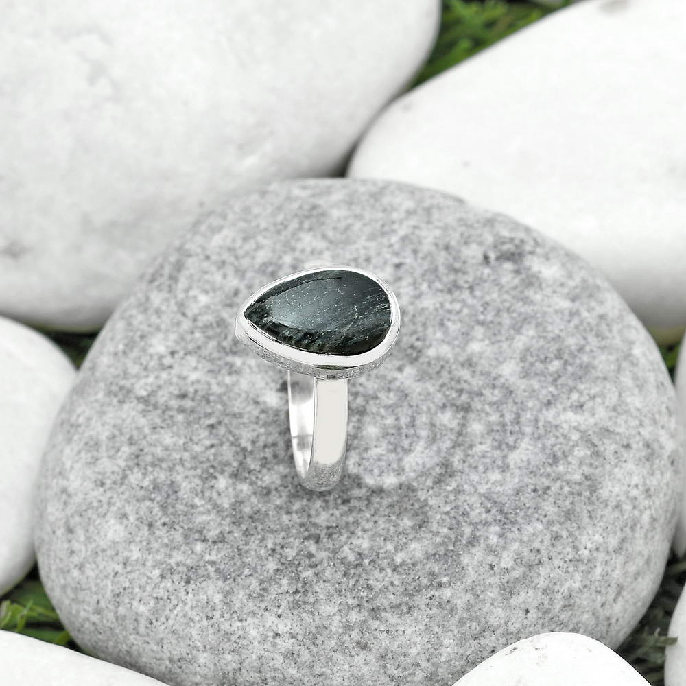 Natural Silver Leaf Obsidian Ring size-7 R-1004 SDR181532