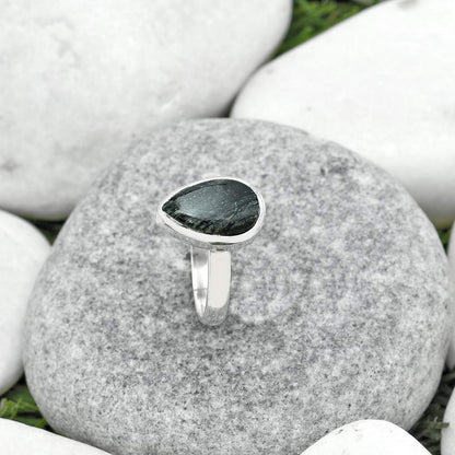Natural Silver Leaf Obsidian Ring size-7 R-1004 SDR181532