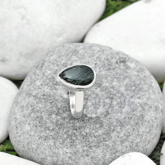 Natural Silver Leaf Obsidian Ring size-7 R-1004 SDR181532