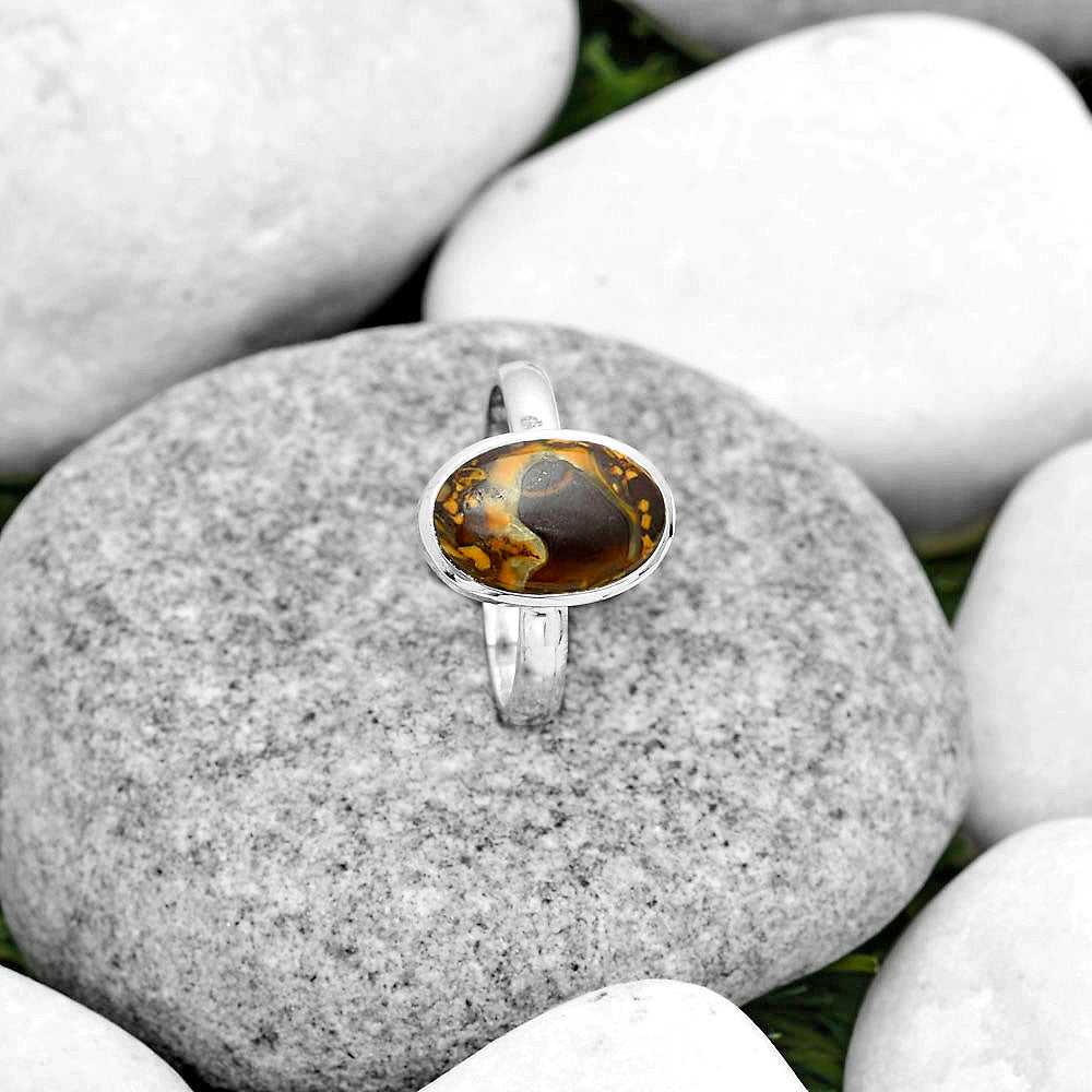 Natural Coquina Fossil Jasper India Ring size-8 R-1004 SDR181610