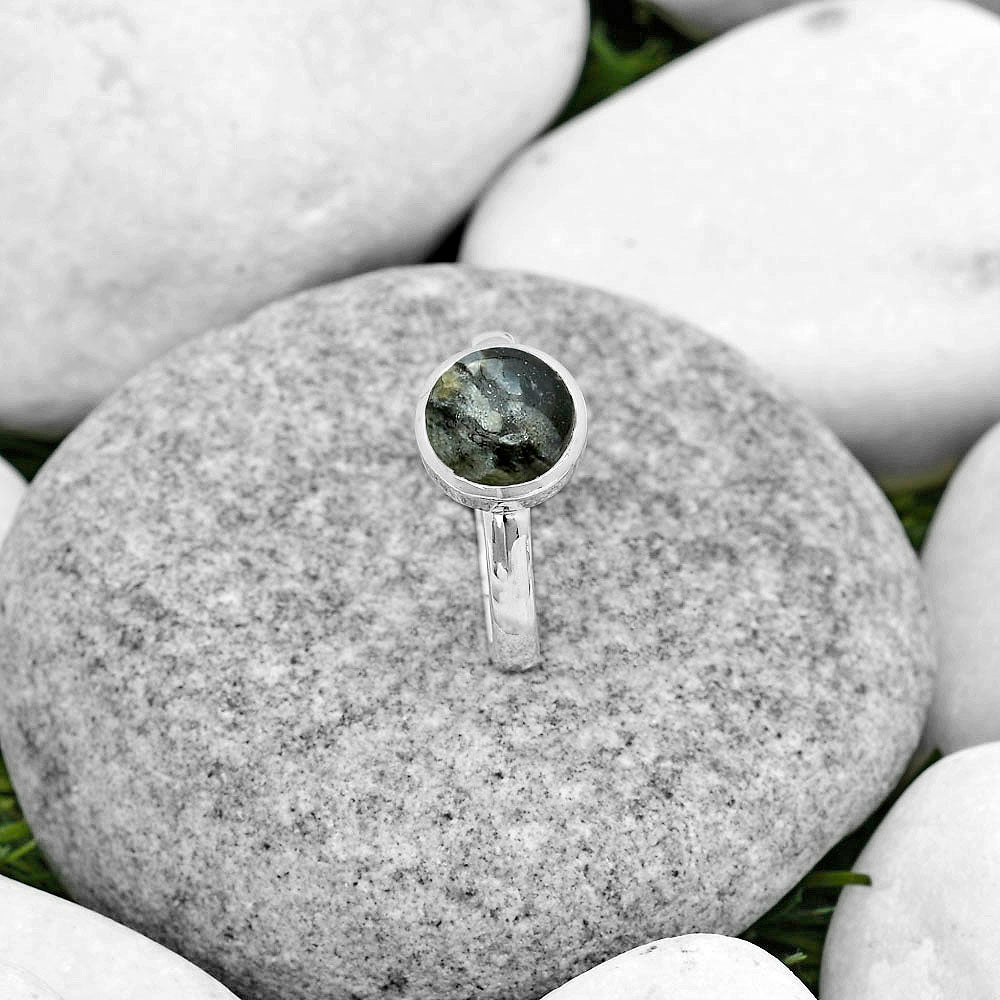 Llanite Blue Opal Crystal Sphere Ring size-8 R-1004 SDR181623