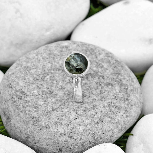 Llanite Blue Opal Crystal Sphere Ring size-8 R-1004 SDR181623