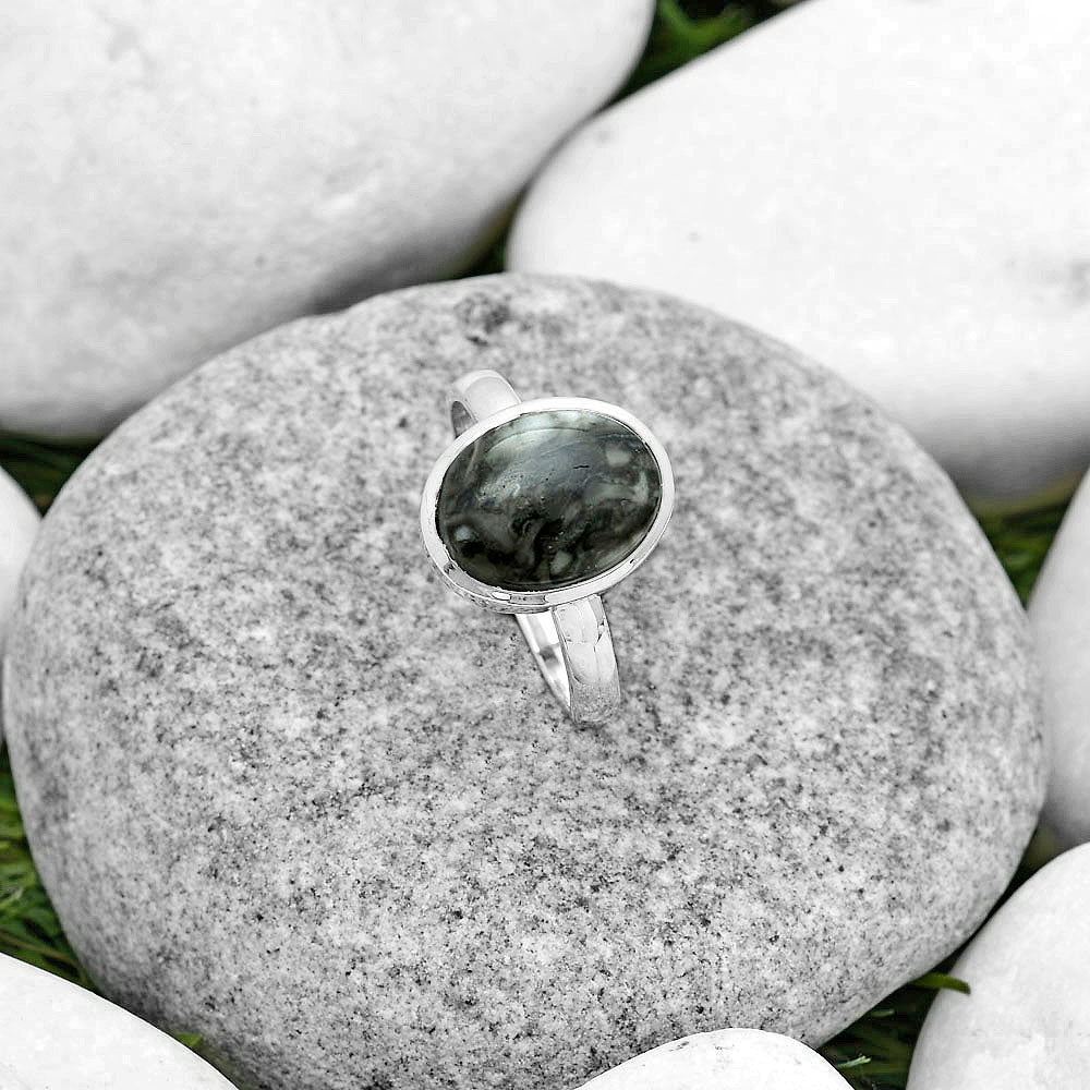 Natural Mexican Cabbing Fossil Ring size-8 R-1004 SDR181634