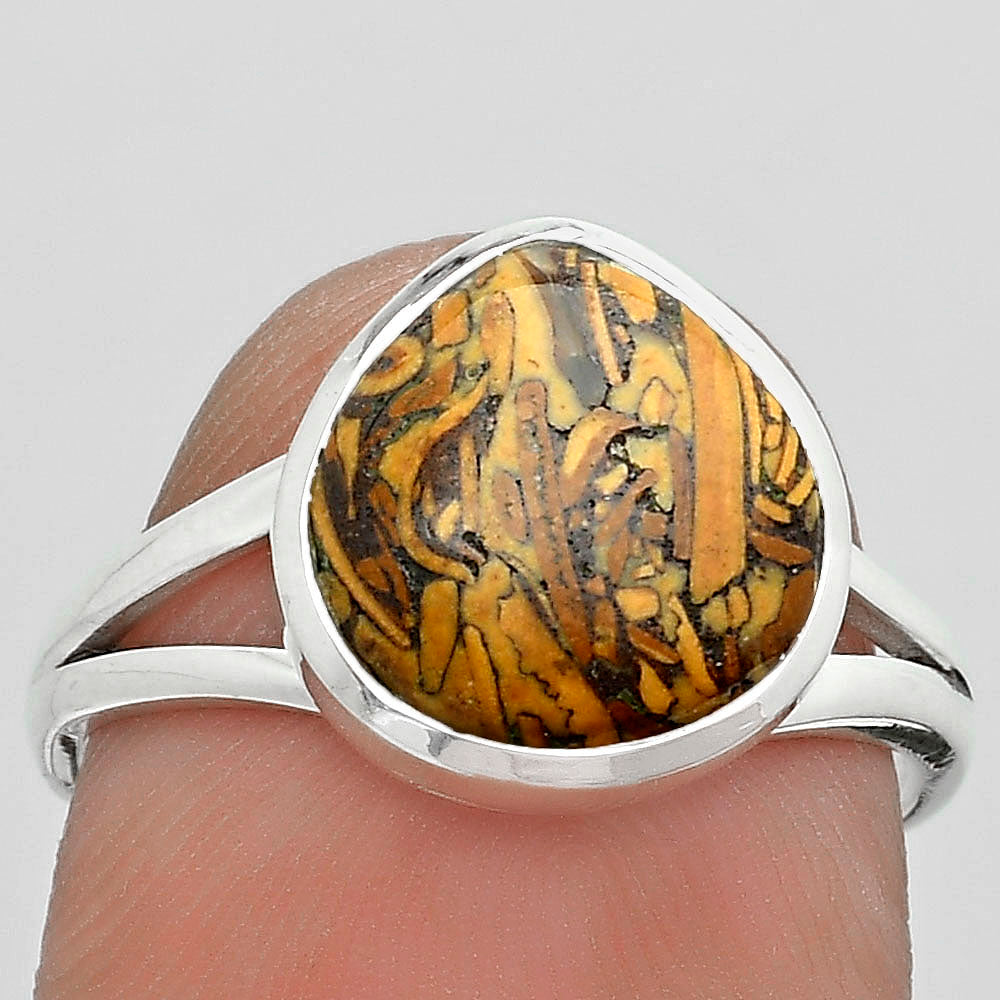Natural Coquina Fossil Jasper India Ring size-8 R-1005 SDR181642