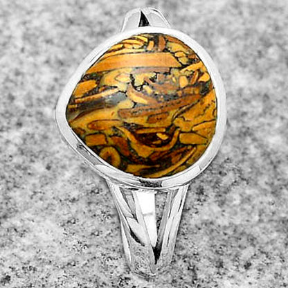 Natural Coquina Fossil Jasper India Ring size-8 R-1005 SDR181642