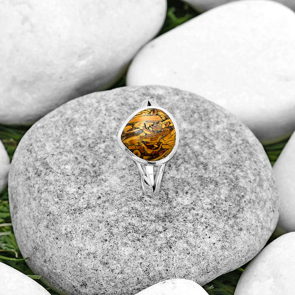 Natural Coquina Fossil Jasper India Ring size-8 R-1005 SDR181642