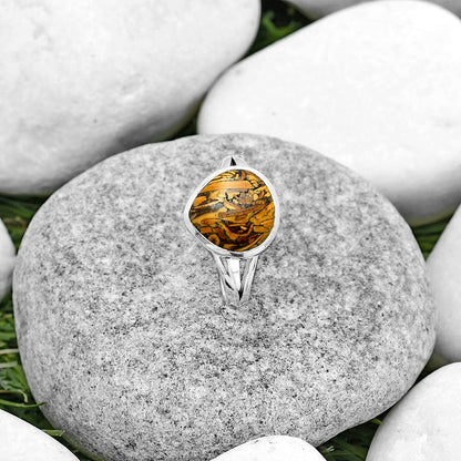 Natural Coquina Fossil Jasper India Ring size-8 R-1005 SDR181642