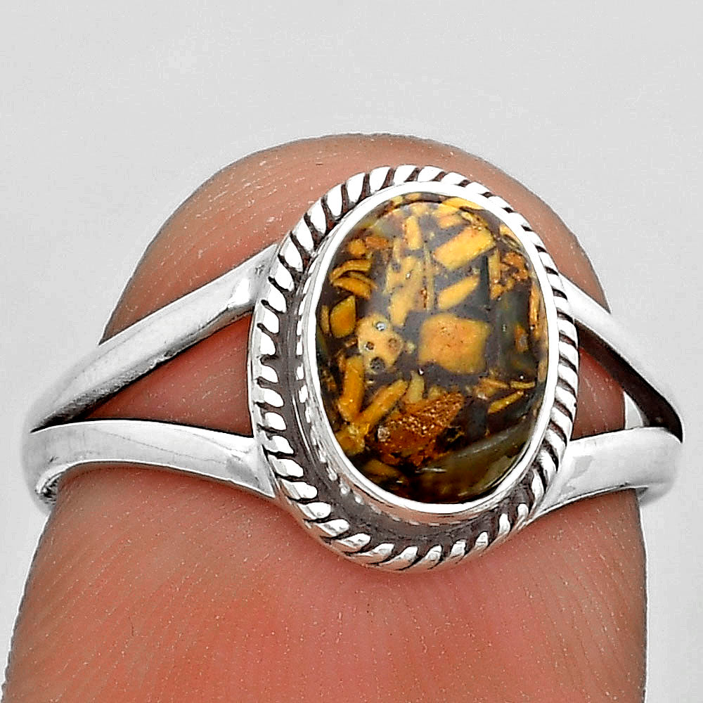 Natural Coquina Fossil Jasper India Ring size-7 R-1010 SDR181696