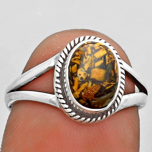 Natural Coquina Fossil Jasper India Ring size-7 R-1010 SDR181696