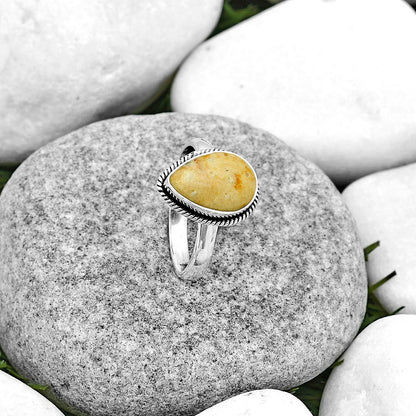 Natural Palm Root Fossil Agate Ring size-8.5 R-1009 SDR181710