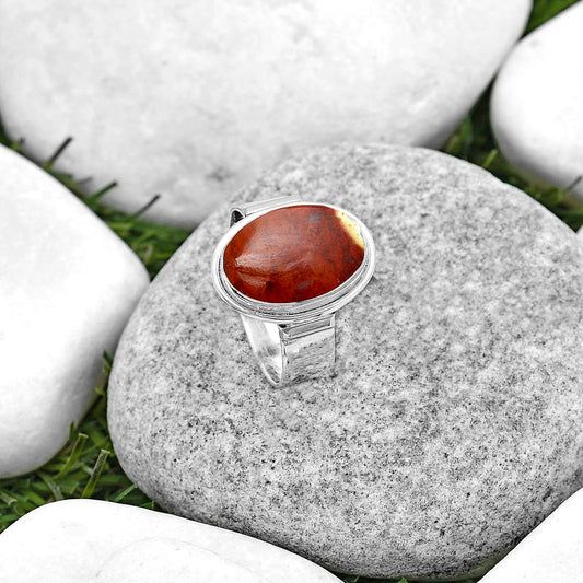 Natural Red Moss Agate Ring size-8 R-1521 SDR182048