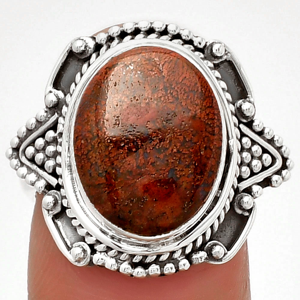 Natural Red Moss Agate Ring size-7.5 R-1557 SDR182173