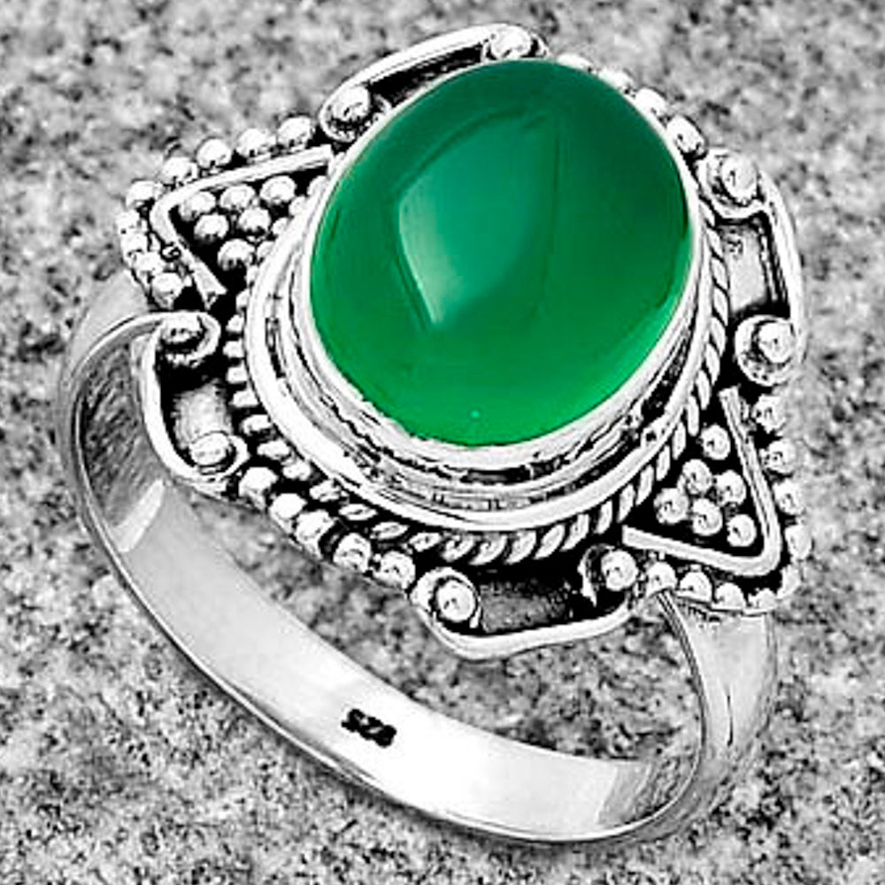 Natural Green Onyx Ring size-8.5 R-1557 SDR182187