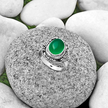 Natural Green Onyx Ring size-8.5 R-1557 SDR182195