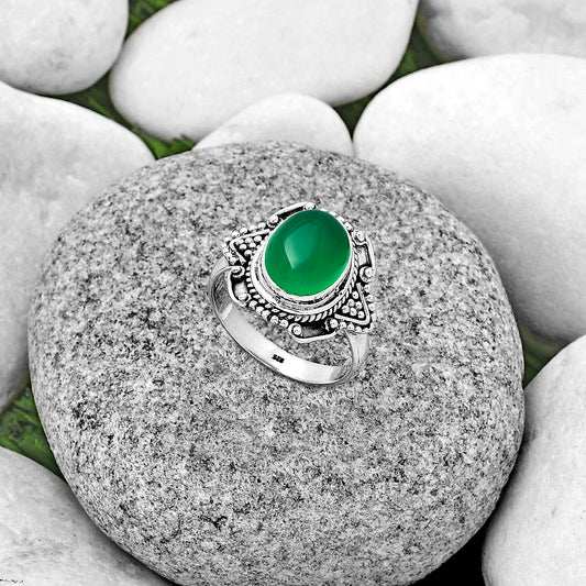 Natural Green Onyx Ring size-8.5 R-1557 SDR182195