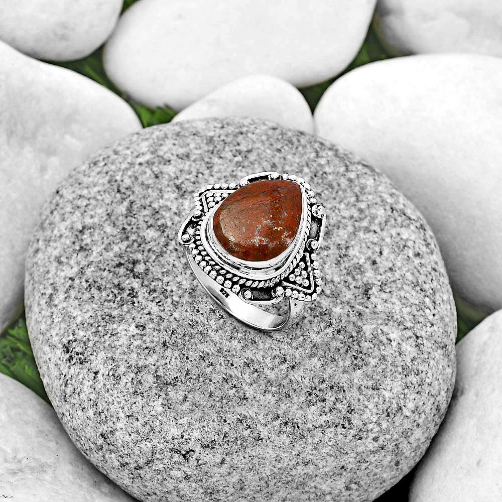 Natural Red Moss Agate Ring size-8 R-1557 SDR182198