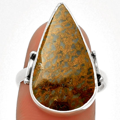 Natural Palm Root Fossil Agate Ring size-8 R-1198 SDR182760