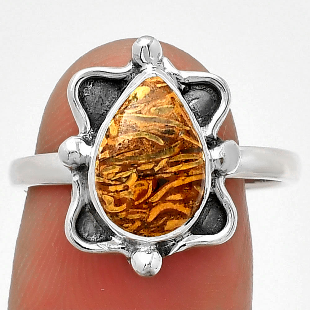 Natural Coquina Fossil Jasper India Ring size-8 R-1103 SDR183104