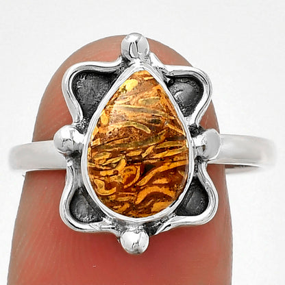 Natural Coquina Fossil Jasper India Ring size-8 R-1103 SDR183104