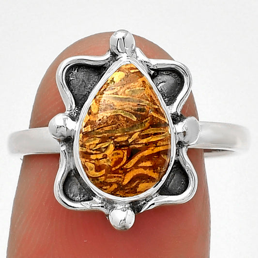 Natural Coquina Fossil Jasper India Ring size-8 R-1103 SDR183104