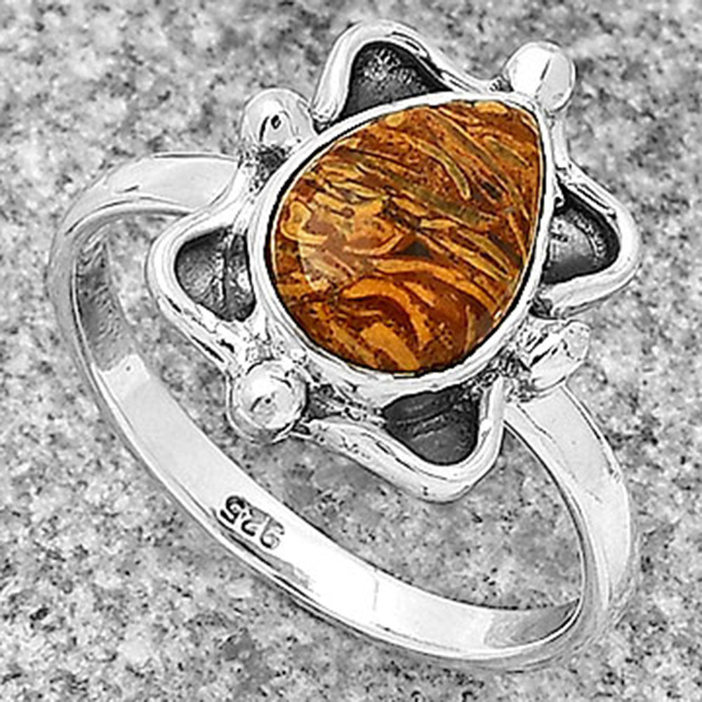 Natural Coquina Fossil Jasper India Ring size-8 R-1103 SDR183104