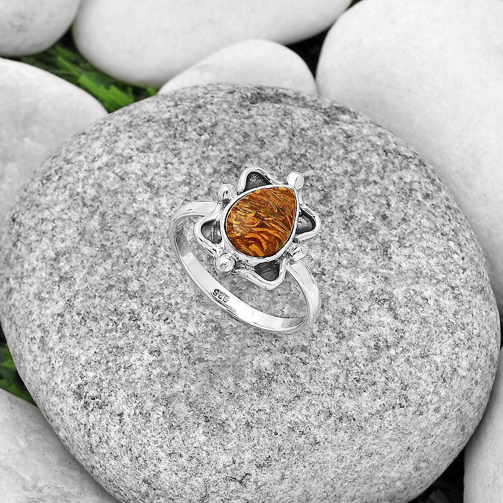 Natural Coquina Fossil Jasper India Ring size-8 R-1103 SDR183104