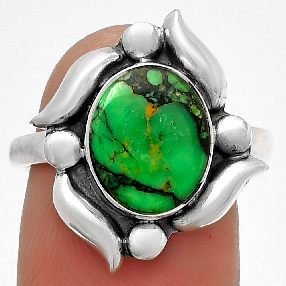 Natural Green Matrix Turquoise Ring size-8 R-1125 SDR183253