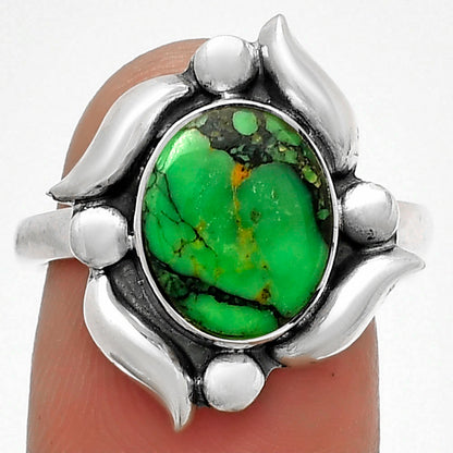 Natural Green Matrix Turquoise Ring size-8 R-1125 SDR183253