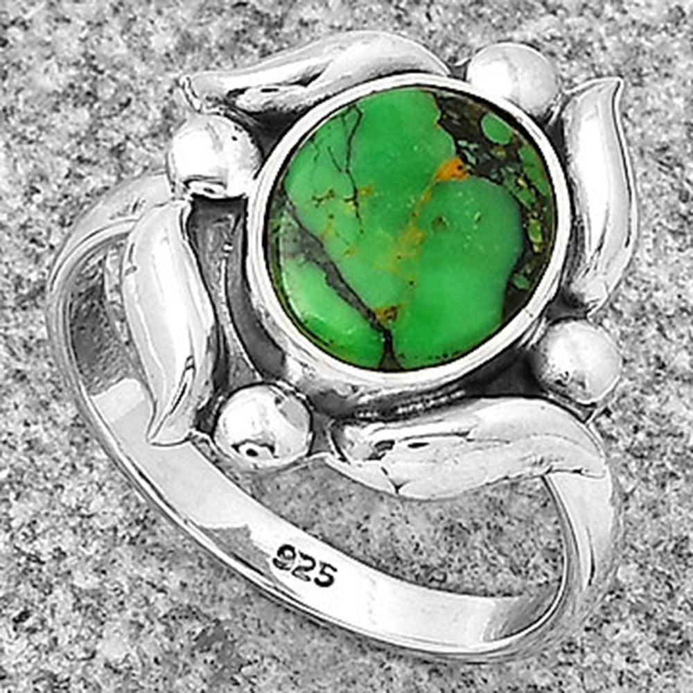 Natural Green Matrix Turquoise Ring size-8 R-1125 SDR183253