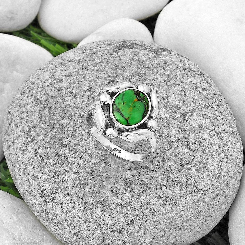 Natural Green Matrix Turquoise Ring size-8 R-1125 SDR183253