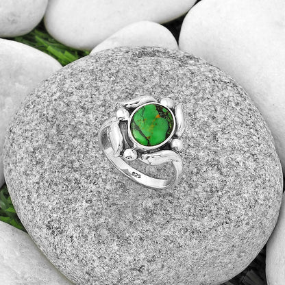 Natural Green Matrix Turquoise Ring size-8 R-1125 SDR183253