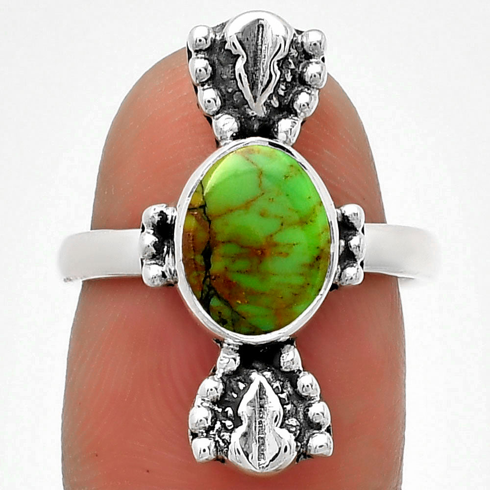 Natural Green Matrix Turquoise Ring size-6.5 R-1126 SDR183287