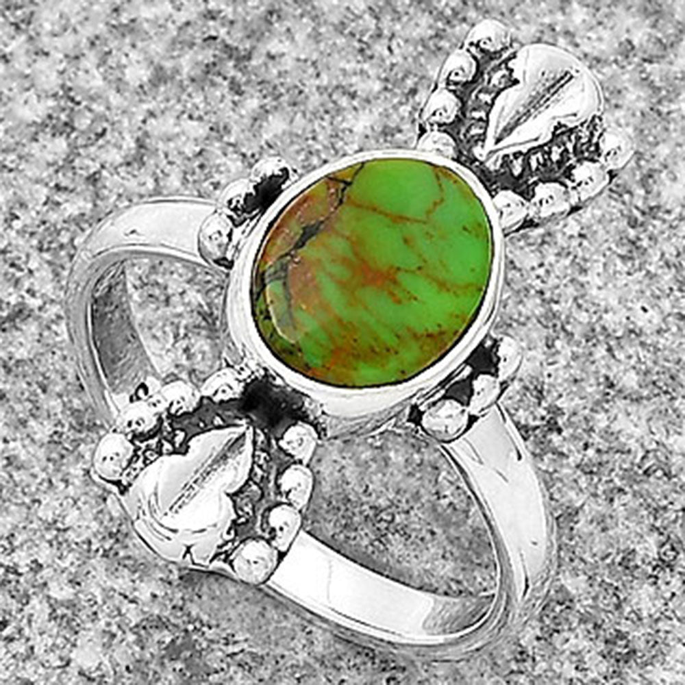 Natural Green Matrix Turquoise Ring size-6.5 R-1126 SDR183287