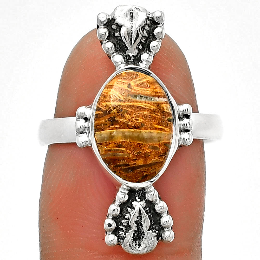 Coquina Fossil Jasper - India Ring size-7.5 R-1126 SDR183297