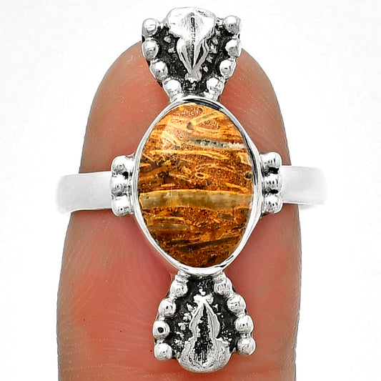 Coquina Fossil Jasper - India Ring size-7.5 R-1126 SDR183297