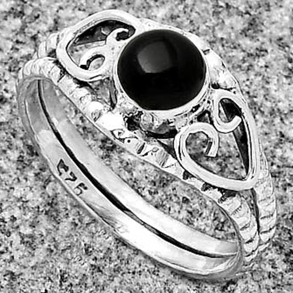 Natural Black Onyx - Brazil Ring size-8 R-1143 SDR183378