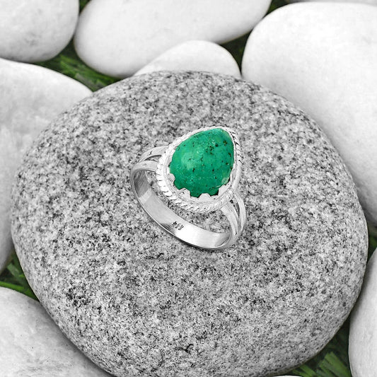 Natural Turquoise Magnesite Ring size-9 R-1474 SDR183414