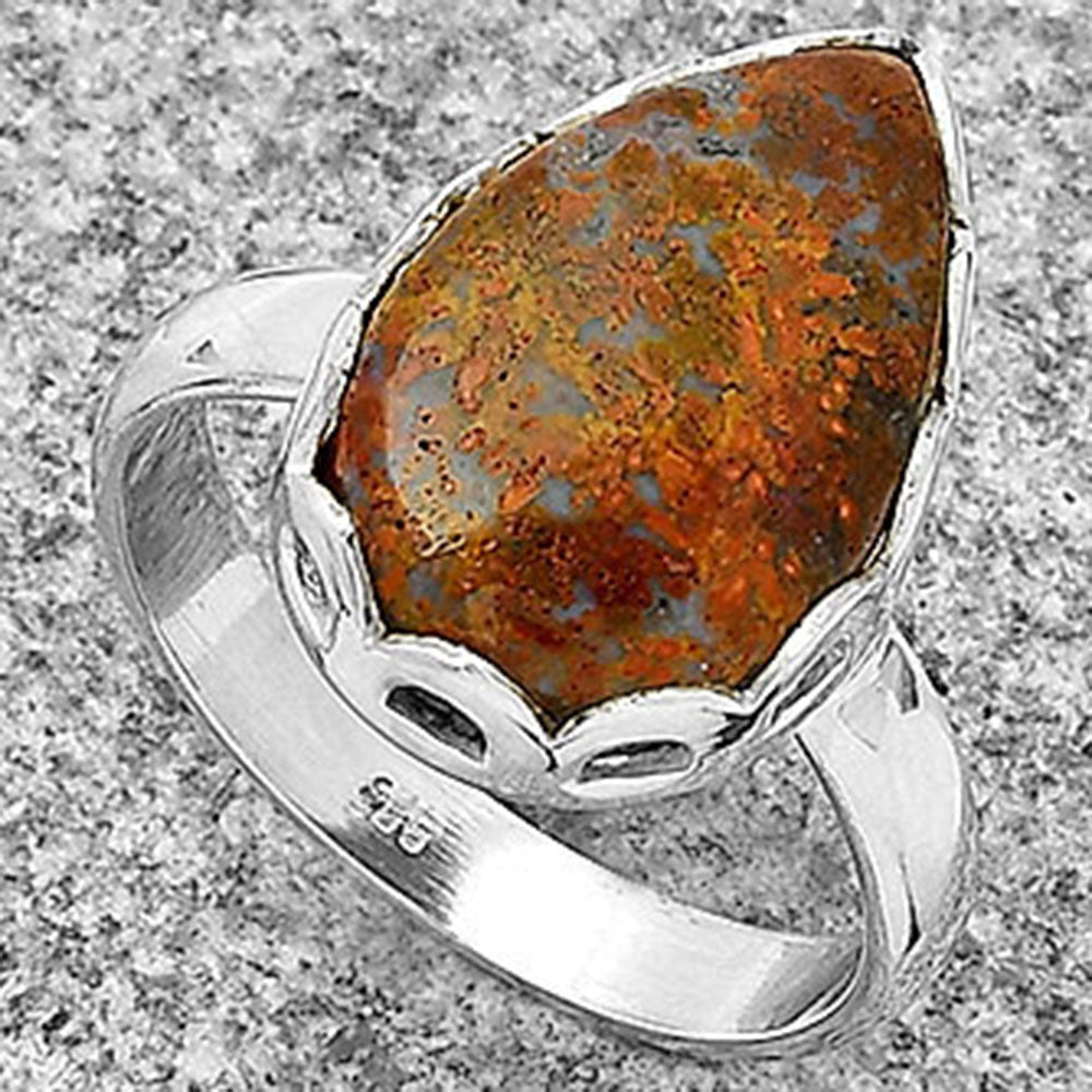 Natural Red Moss Agate Ring size-8.5 R-1428 SDR183483