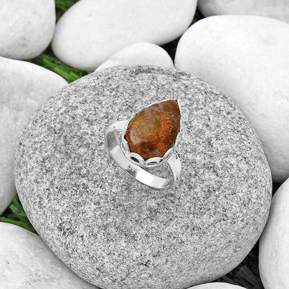 Natural Red Moss Agate Ring size-8.5 R-1428 SDR183483