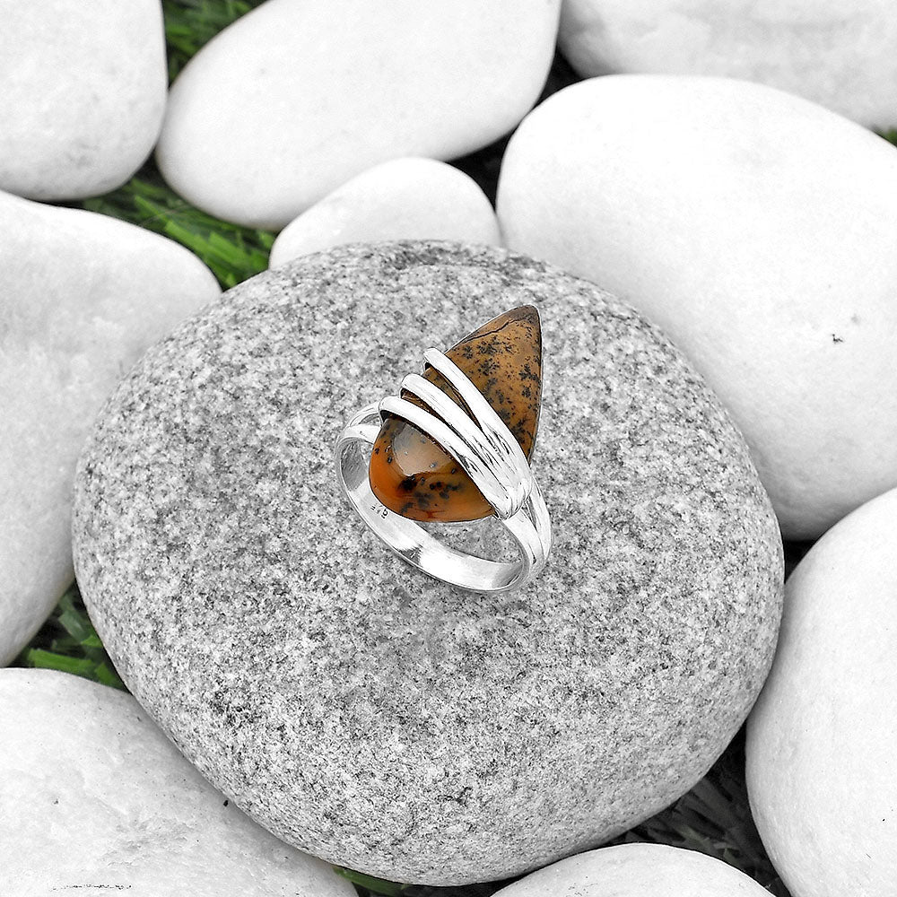 Natural Russian Honey Dendrite Opal Ring size-8.5 R-1444 SDR183718