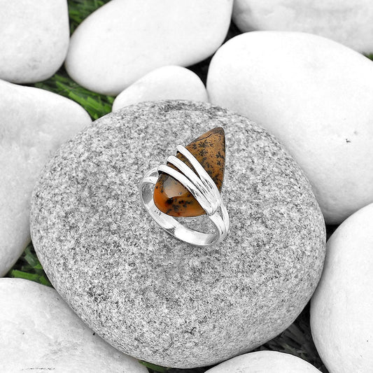 Natural Russian Honey Dendrite Opal Ring size-8.5 R-1444 SDR183718