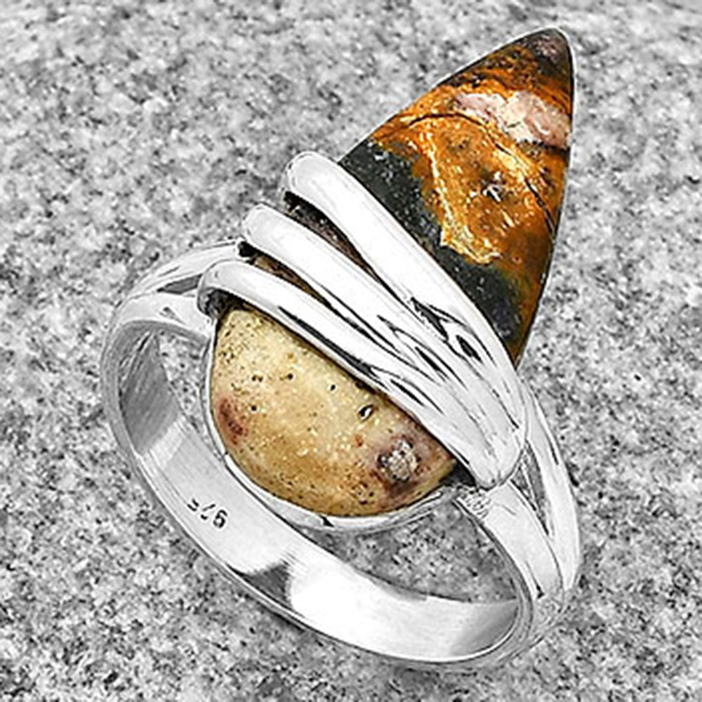 Natural Indian Blanket Jasper Ring size-8 R-1444 SDR183721