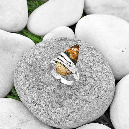 Natural Indian Blanket Jasper Ring size-8 R-1444 SDR183721