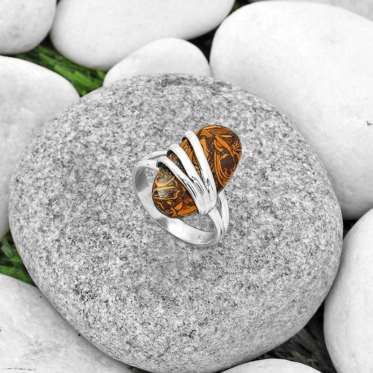 Natural Coquina Fossil Jasper India Ring size-8 R-1444 SDR183730