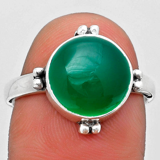 Natural Green Onyx Ring size-8.5 R-1127 SDR184002