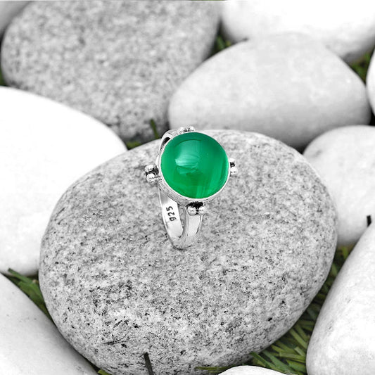 Natural Green Onyx Ring size-8.5 R-1127 SDR184002