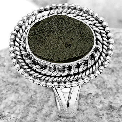 Natural Tektite Rough - Greek Ring size-7.5 R-1447 SDR184059