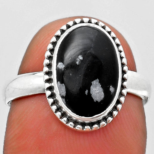 Natural Snow Flake Obsidian Ring size-7 R-1071 SDR184101