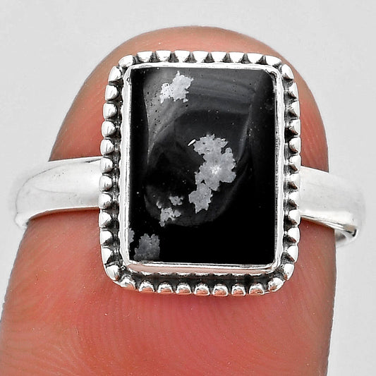 Natural Snow Flake Obsidian Ring size-8 R-1071 SDR184145