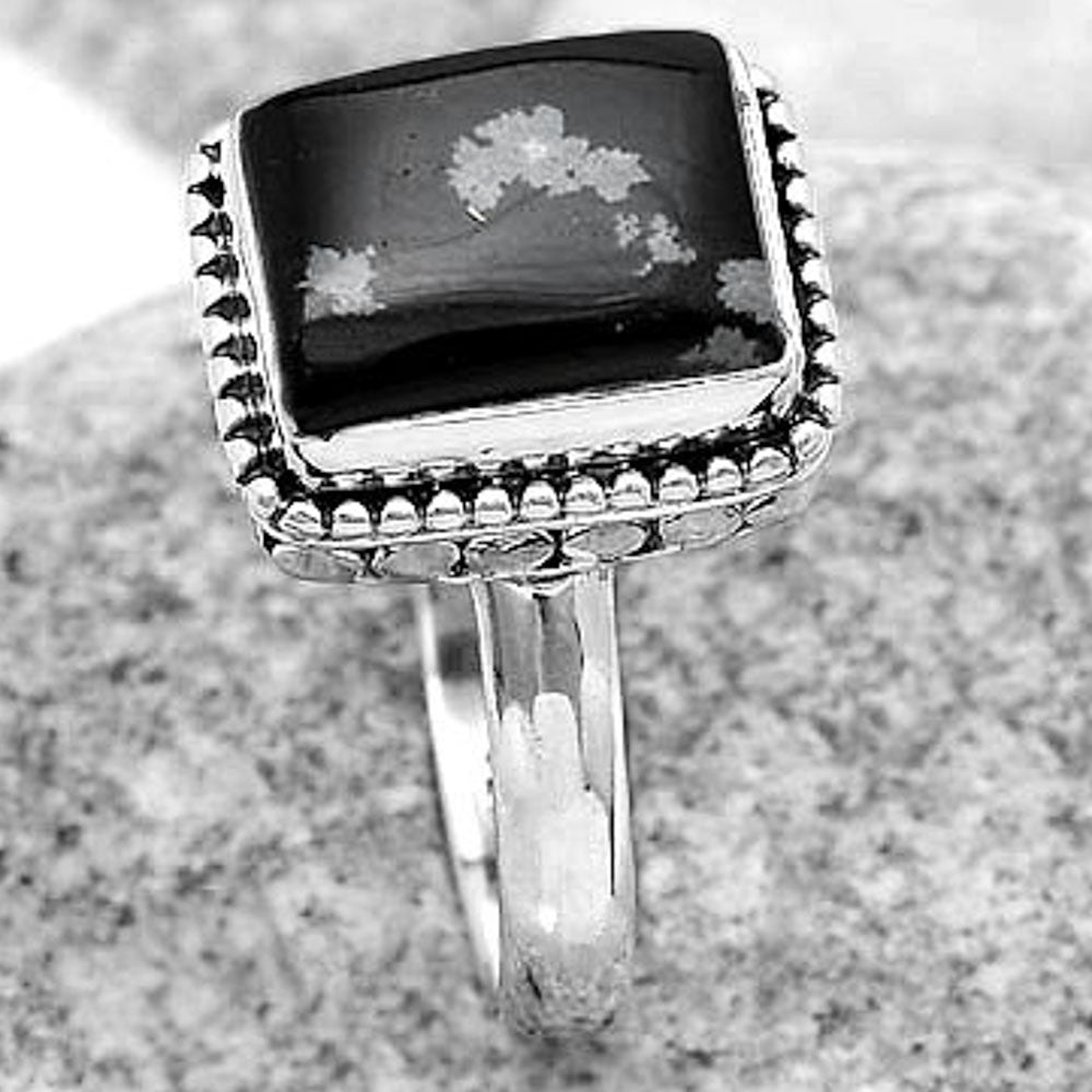 Natural Snow Flake Obsidian Ring size-8 R-1071 SDR184145